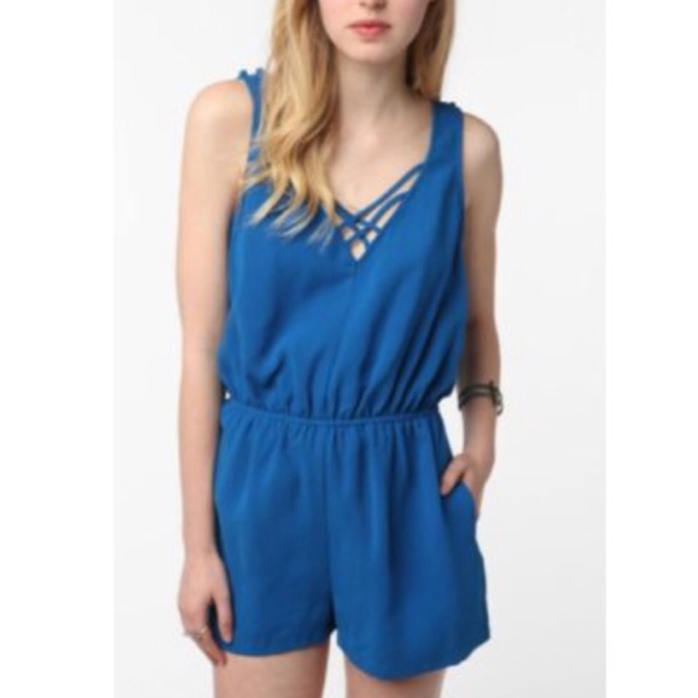 Royal Blue Strappy Romper by Silence + Noise